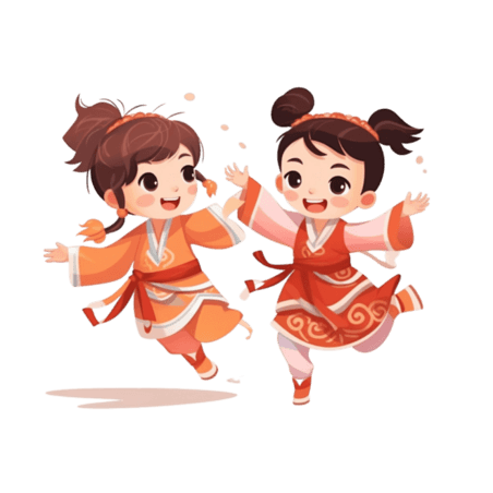创意造型少女舞蹈跳舞元素春节拜年喜庆欢庆开心高兴