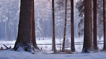 潮国创意冬日里白雪皑皑的森林冬天冬季冬日大雪下雪