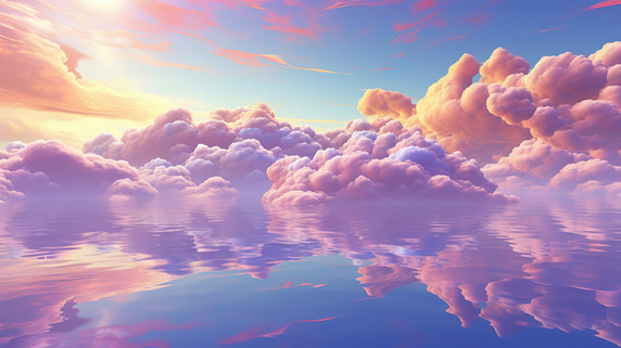 创意天空美丽云朵彩云2插画图片云海夕阳浪漫唯美