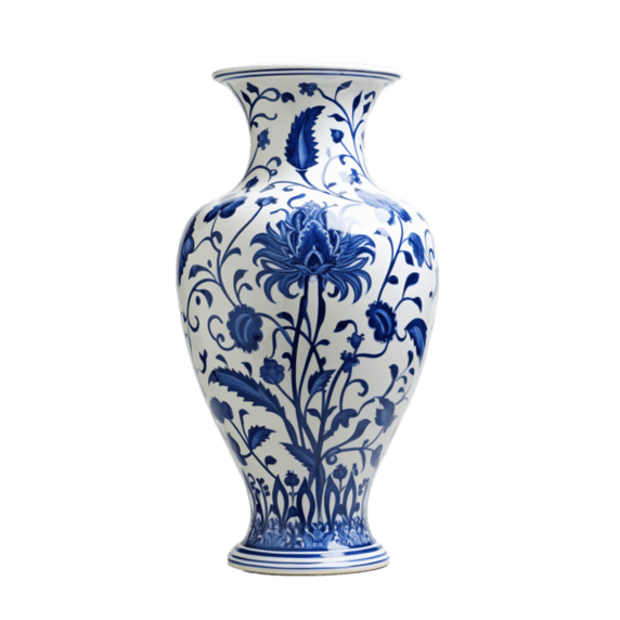 潮国创意瓷器蓝色花瓶元素立体免扣图案青花瓷