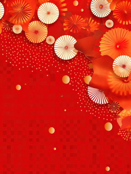 红色大气喜报喜庆庆典背景4春节新年扇子