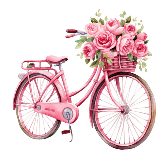 潮国创意自行车合成花朵元素立体免扣图案