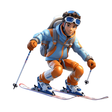 潮国创意3D亚运会运动员锻炼比赛滑雪装备