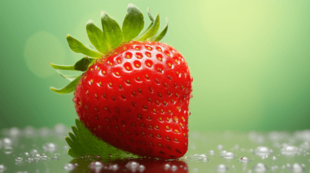 特写水果草莓产品摄影1水果生鲜绿色背景