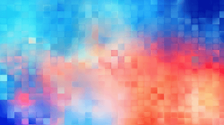 创意网格化蓝橙色透明玻璃质感像素格子抽象像素化背景