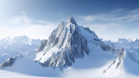 潮国创意大雪覆盖的山峰摄影图冬天冬季高山励志雪山高峰