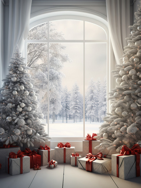 潮国创意白色窗户圣诞节日装饰20