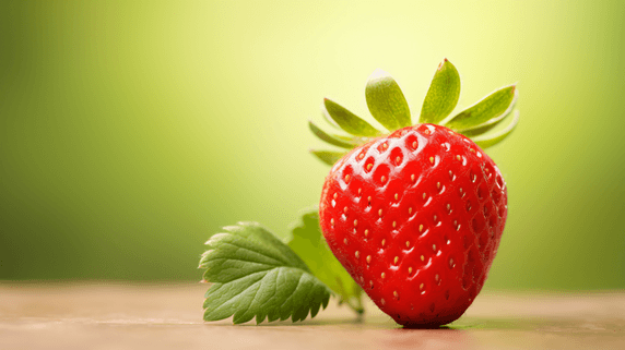 新鲜可口的草莓特写生鲜水果绿色背景