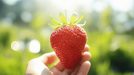 特写手拿草莓拍照摄影照片9水果生鲜