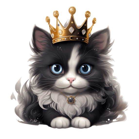 潮国创意小猫皇冠特色免扣元素装饰素材