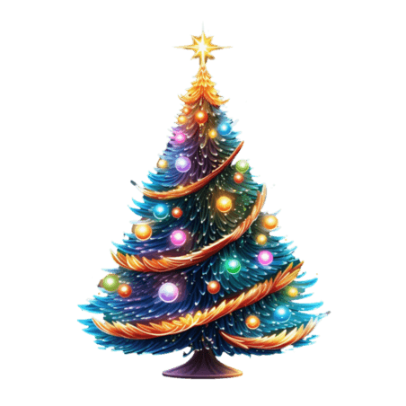 潮国创意圣诞灯带树木元素立体免扣图案