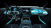 潮国创意未来汽车智能汽车座舱数字全息虚拟屏幕