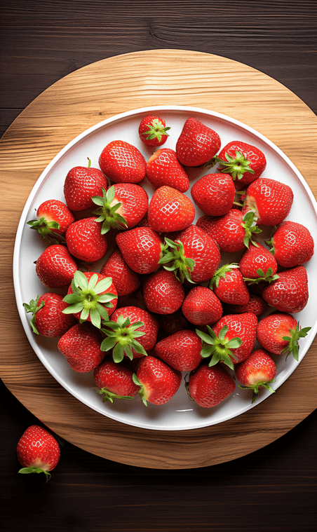 一碟草莓水果产品摄影图2生鲜水果俯拍摆盘