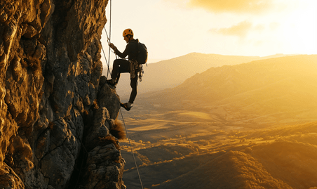 创意勇敢无畏的攀登者运动人物登山高山