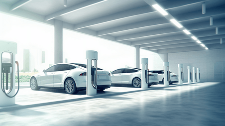潮国创意新能源产业充电桩新能源汽车正在充电