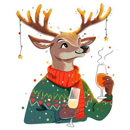 潮国创意圣诞节手绘元素圣诞鹿卡通头像拟人动物麋鹿小鹿