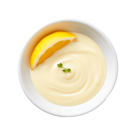 柠檬酱料俯拍真实蛋黄沙拉酱元素免抠图案