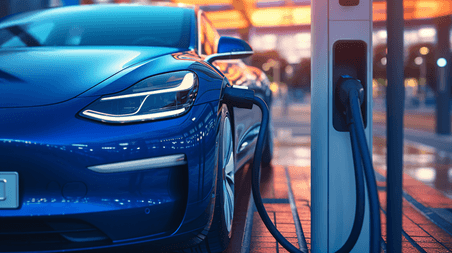 潮国创意正在充电的电动汽车新能源