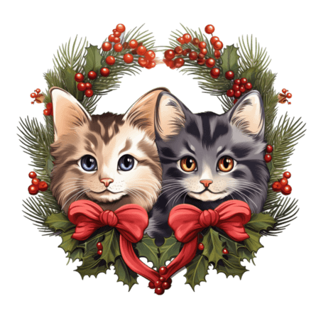 潮国创意圣诞猫猫卡通元素立体免扣图案动物宠物