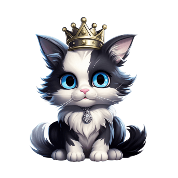 潮国创意小猫纹理皇冠免扣元素装饰素材