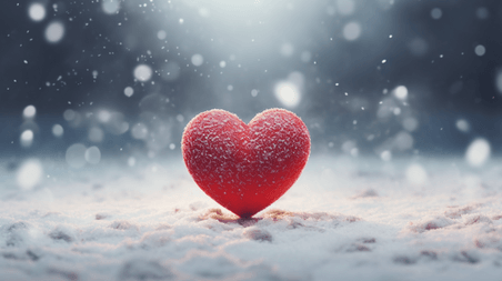 潮国创意圣诞节雪地红色爱心背景雪景大雪