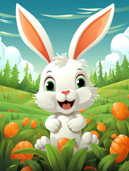 潮国创意可爱快乐的小兔子在胡萝卜地里9