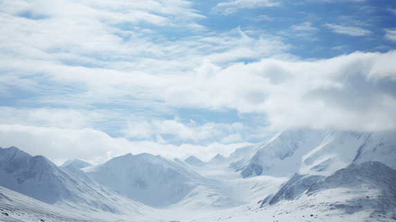 潮国创意辽阔壮丽的雪山美景冬天冬季高山风景