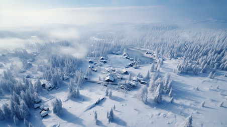 创意冬天森林雪景鸟瞰图4背景图冬季俯拍