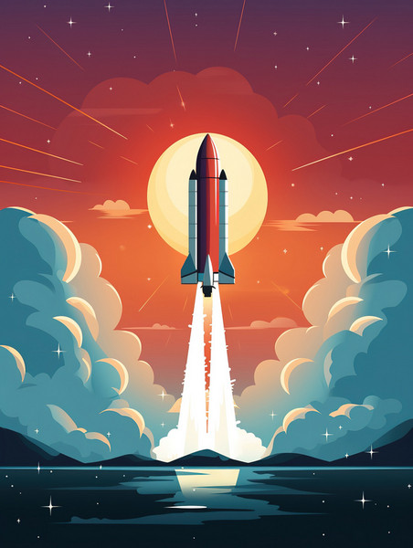 创意火箭发射的海报插图18美式漫画风航天科技
