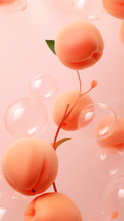 创意潘通流行色柔和桃桃子背景11
