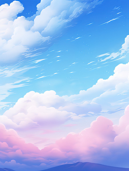 潮国创意蓝天白云天空卡通风格10云朵云海