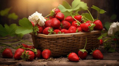 一篮子草莓水果摄影图1生鲜水果