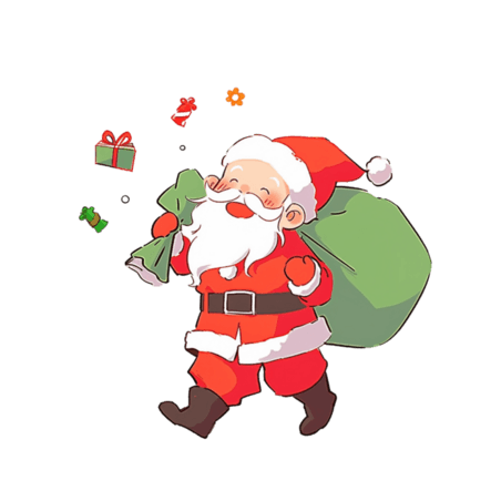 潮国创意圣诞节背着礼袋圣诞老人卡通手绘元素