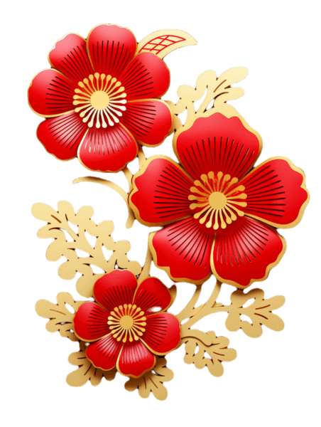 潮国创意春节新年花朵花开富贵吉祥如意素材