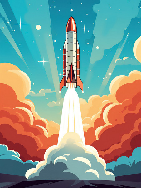 创意火箭发射的海报插图21美式漫画风航天科技
