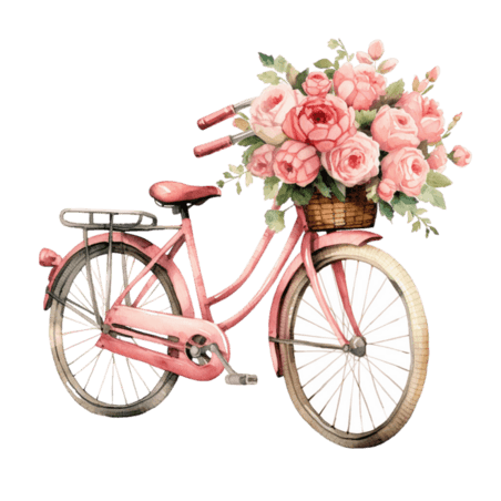 潮国创意自行车图形花朵元素立体免扣图案