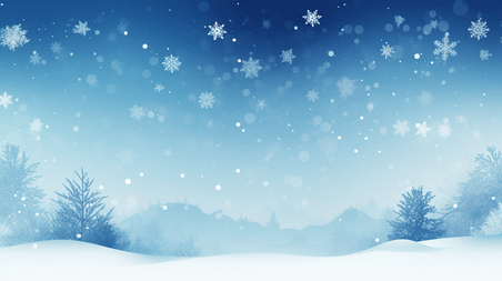潮国创意蓝色冰天雪地唯美背景12冬天冬季大雪卡通雪景