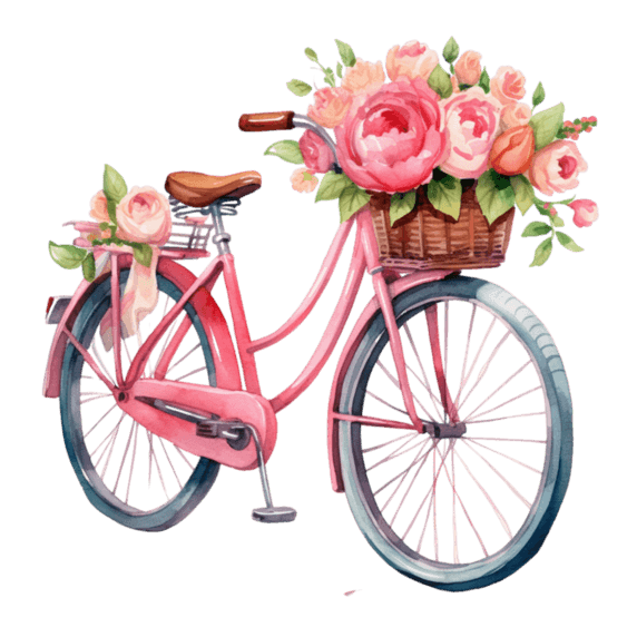 潮国创意自行车花朵纹理元素立体免扣图案浪漫情人节唯美