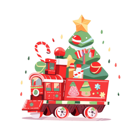 潮国创意小火车礼物卡通手绘元素圣诞节