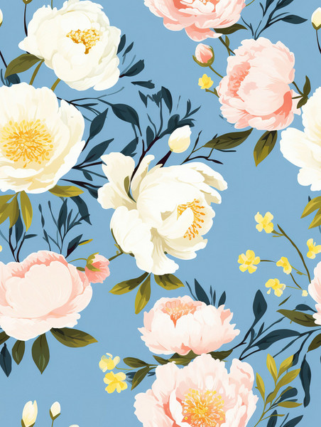 创意复古牡丹花朵背景8家纺面料图案