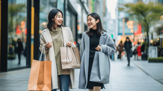 潮国创意购物购物时尚女性提着购物袋