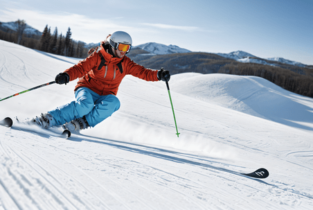 创意寒冷冬季青年户外滑雪图19冬天运动人像