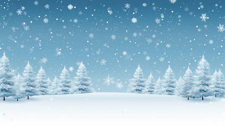 潮国创意冬季寒冷雪景风景背景17冬天雪景卡通蓝色大雪