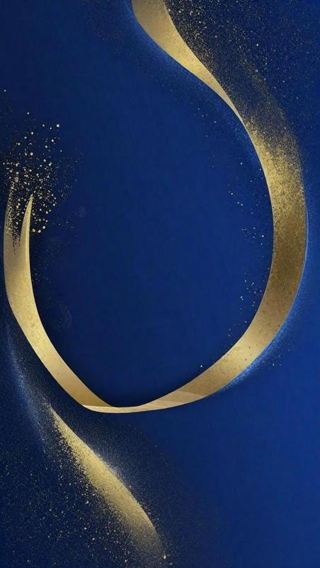 潮国创意中式蓝金色新年肌理磨砂质感金箔背景1