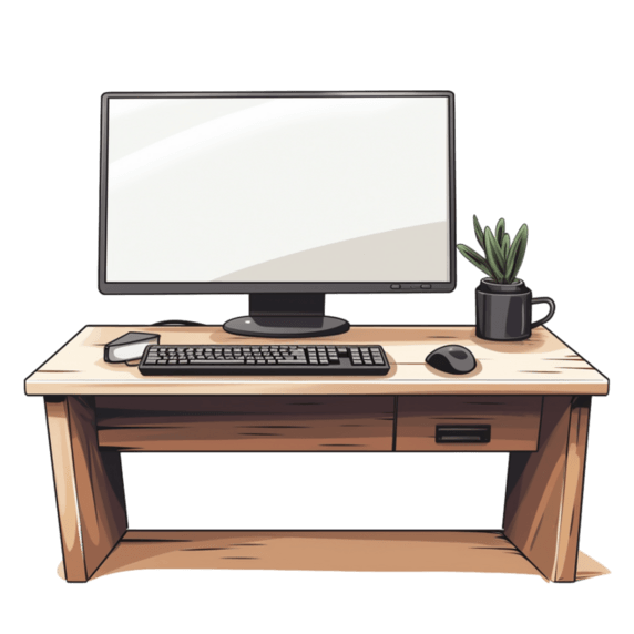 潮国创意配有键盘、鼠标和显示器的电脑桌