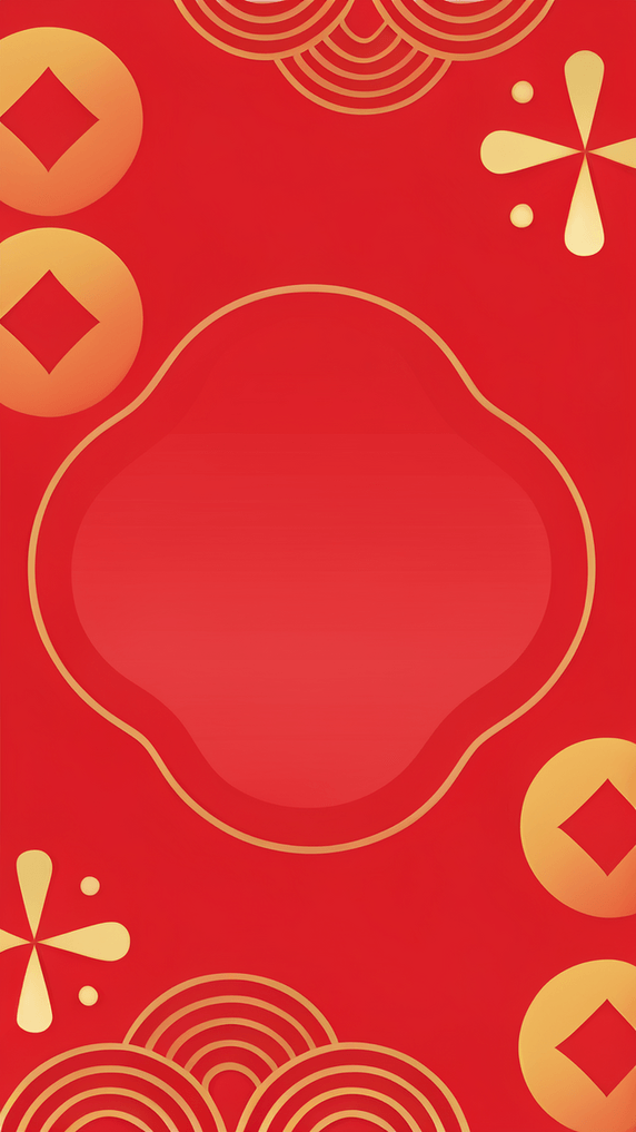 创意中国风红色新年龙年通用底纹背景5春节