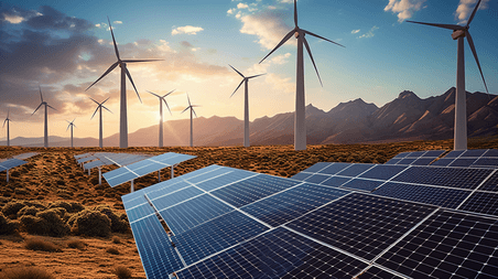 潮国创意新能源光伏风车太阳能发电场景