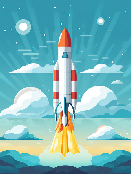 创意火箭发射的海报插图6美式漫画风航天科技