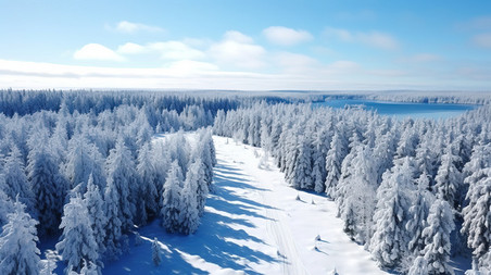创意美丽的雪景航拍风光10冬天冬季大雪雪地
