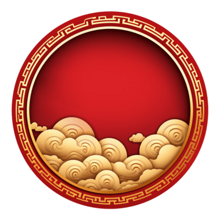 潮国创意春节节日中式圆形背景边框装饰元素